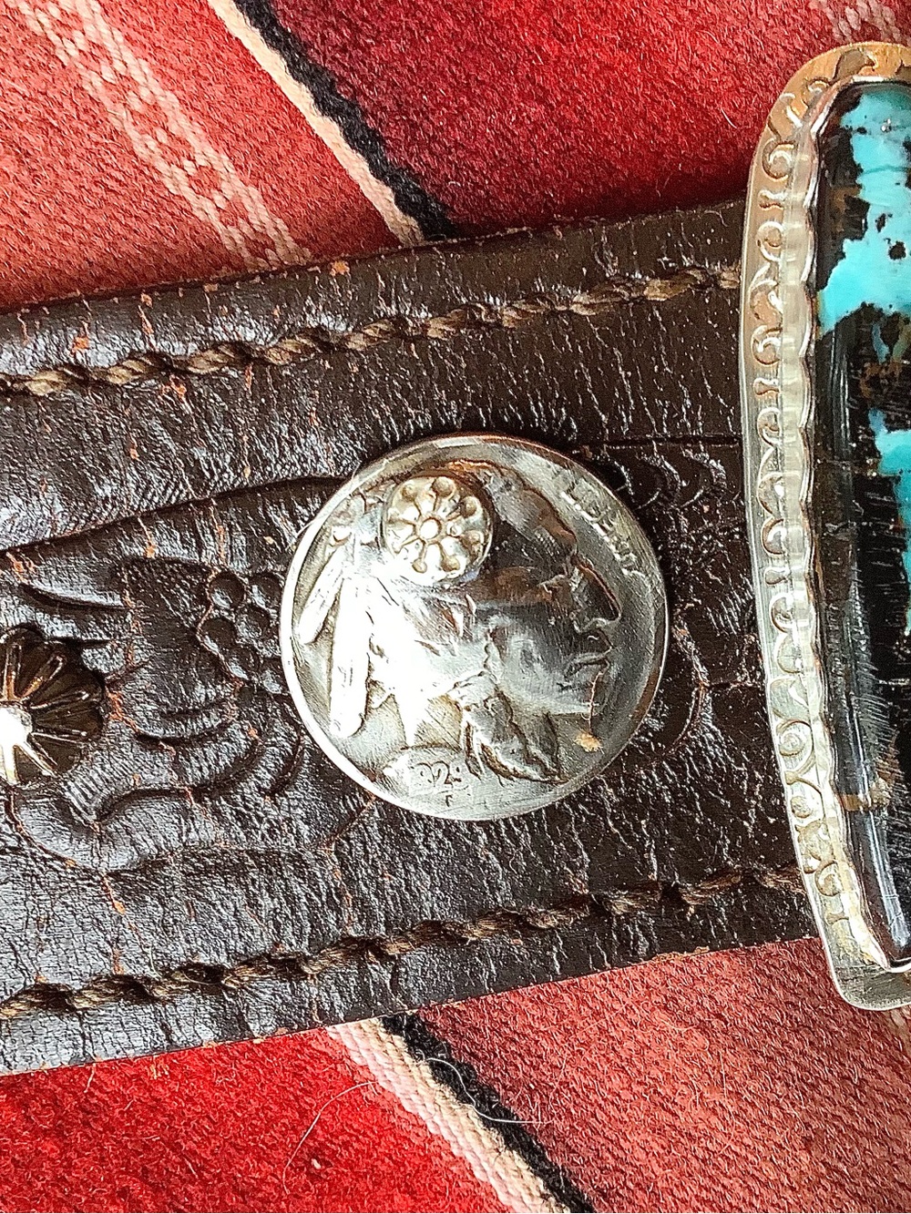 Turquoise/sterling/ nickels cuff, up to 6 3/4” wrist - Picture 6 of 10